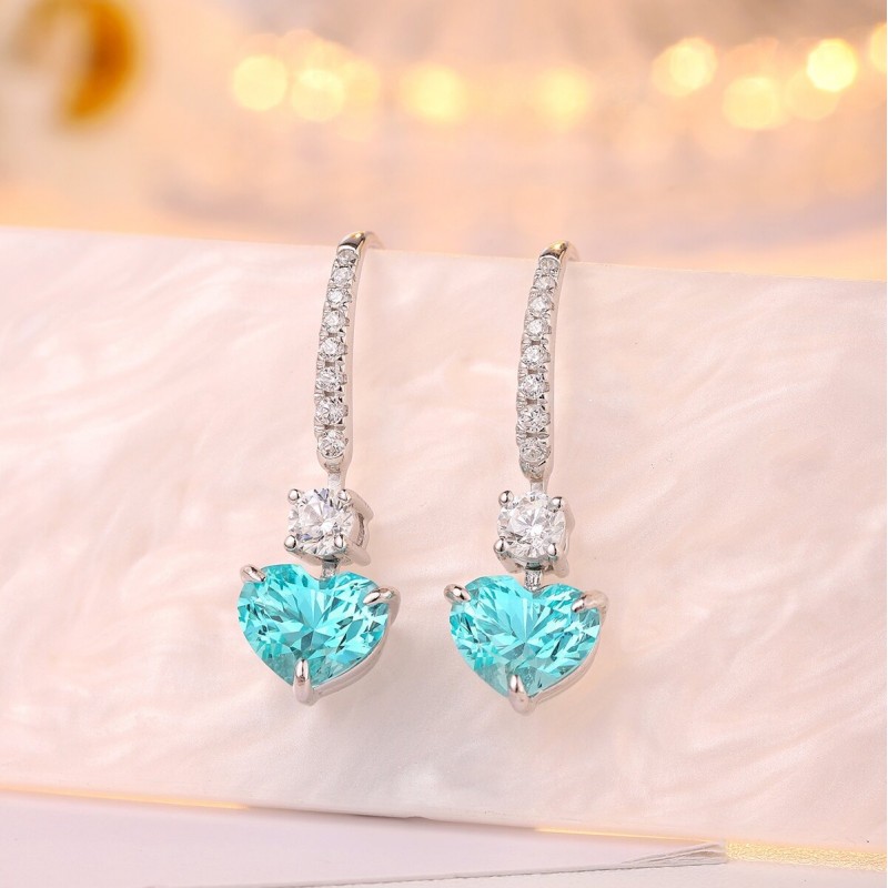 Ruif Jewelry Classic Design S925 Silver 4.5ct Lab Grown Paraiba Sapphire Earrings Gemstone Jewelry