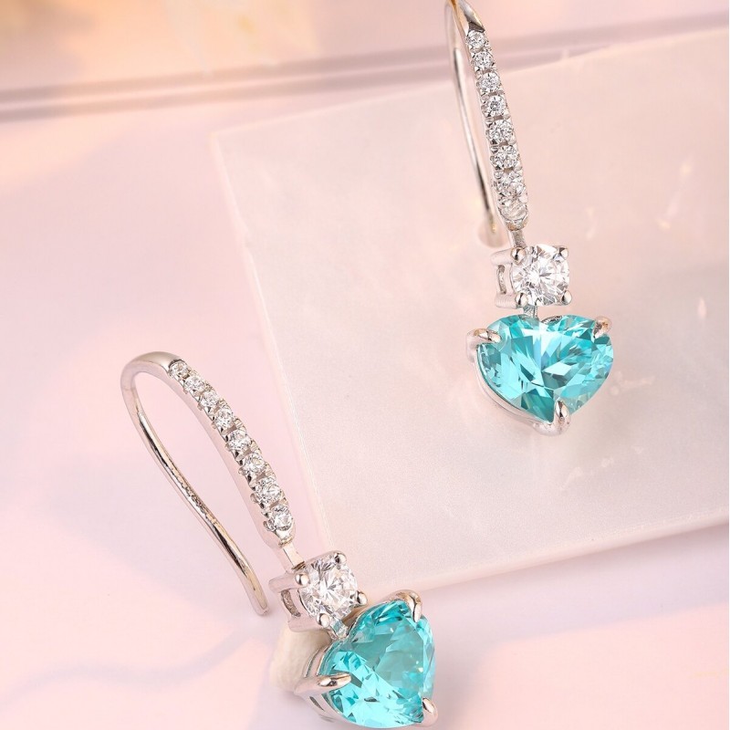 Ruif Jewelry Classic Design S925 Silver 4.5ct Lab Grown Paraiba Sapphire Earrings Gemstone Jewelry