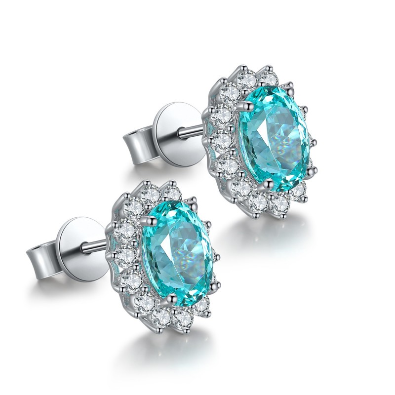 Ruif Jewelry Classic Design S925 Silver 4.14ct Lab Grown Paraiba Sapphire Earrings Gemstone Jewelry