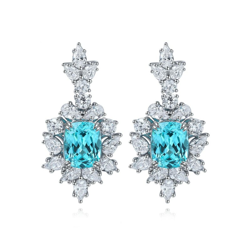 Ruif Jewelry Classic Design S925 Silver 10.154ct Lab Grown Paraiba Sapphire Earrings Gemstone Jewelry