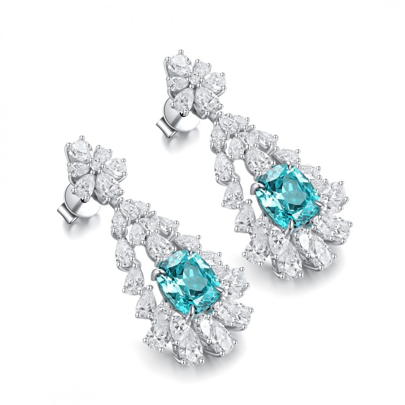 Ruif Jewelry Classic Design S925 Silver 6.628ct Lab Grown Paraiba Sapphire Earrings Gemstone Jewelry