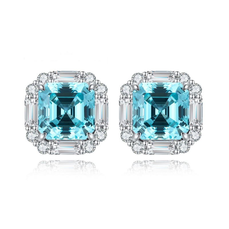 Ruif Jewelry Classic Design S925 Silver 9.18ct Lab Grown Paraiba Sapphire Earrings Gemstone Jewelry