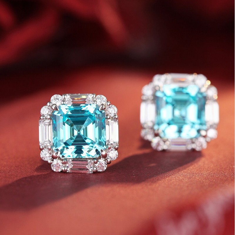 Ruif Jewelry Classic Design S925 Silver 9.18ct Lab Grown Paraiba Sapphire Earrings Gemstone Jewelry