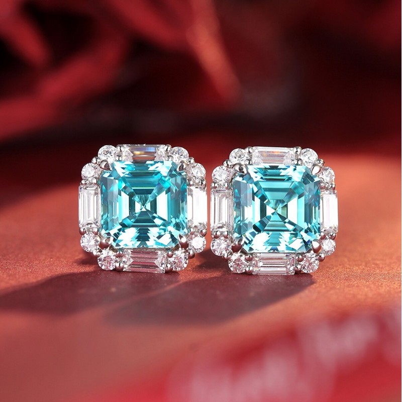 Ruif Jewelry Classic Design S925 Silver 9.18ct Lab Grown Paraiba Sapphire Earrings Gemstone Jewelry