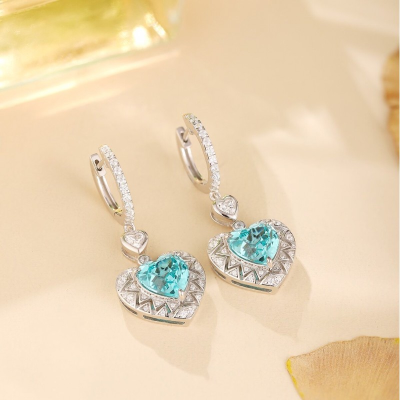 Ruif Jewelry Classic Design S925 Silver 9.84ct Lab Grown Paraiba Earrings Gemstone Jewelry