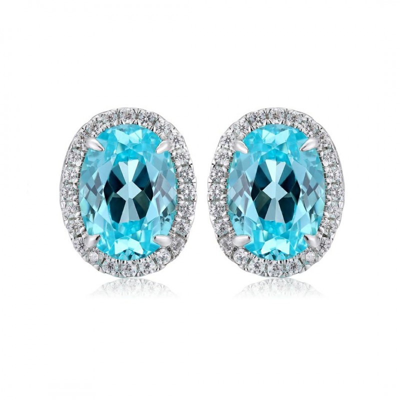 Ruif Jewelry Classic Design S925 Silver 2.9ct Lab Grown Paraiba Sapphire Earrings Gemstone Jewelry