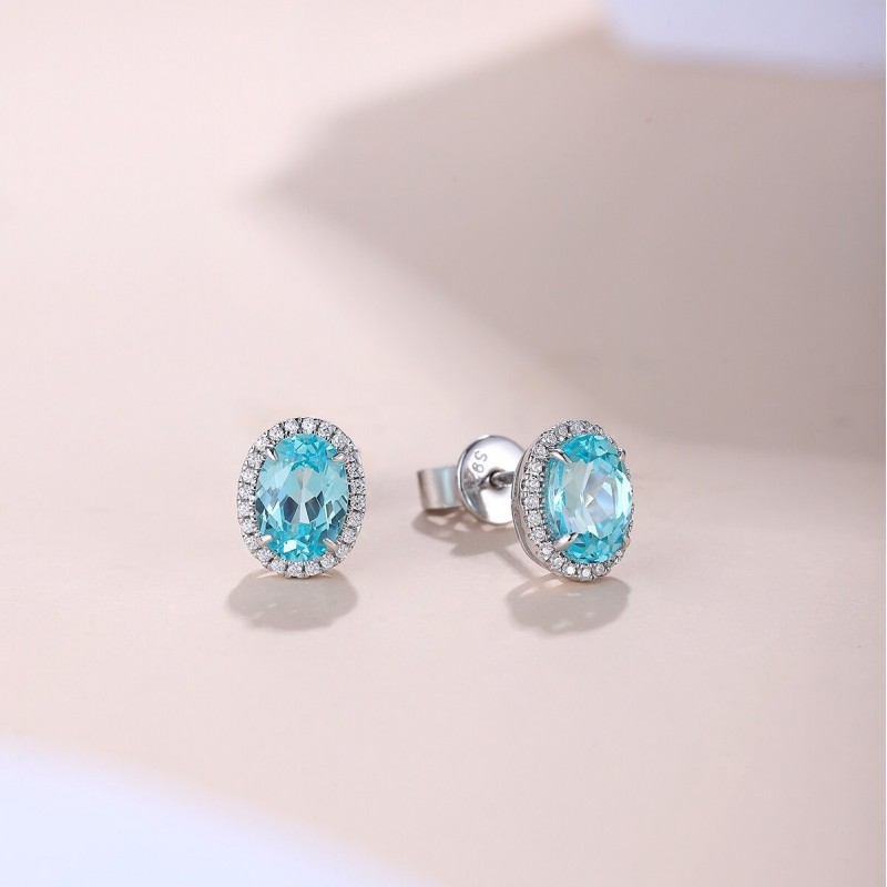 Ruif Jewelry Classic Design S925 Silver 2.9ct Lab Grown Paraiba Sapphire Earrings Gemstone Jewelry