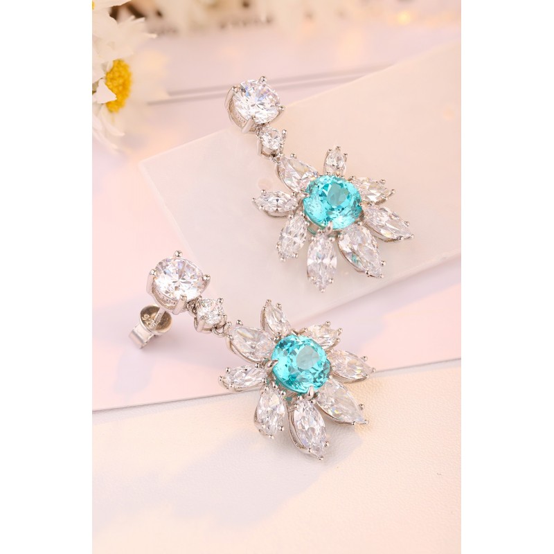 Ruif Jewelry Classic Design S925 Silver 6.6ct Lab Grown Paraiba Sapphire Earrings Gemstone Jewelry