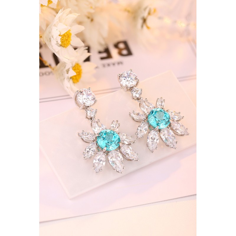 Ruif Jewelry Classic Design S925 Silver 6.6ct Lab Grown Paraiba Sapphire Earrings Gemstone Jewelry