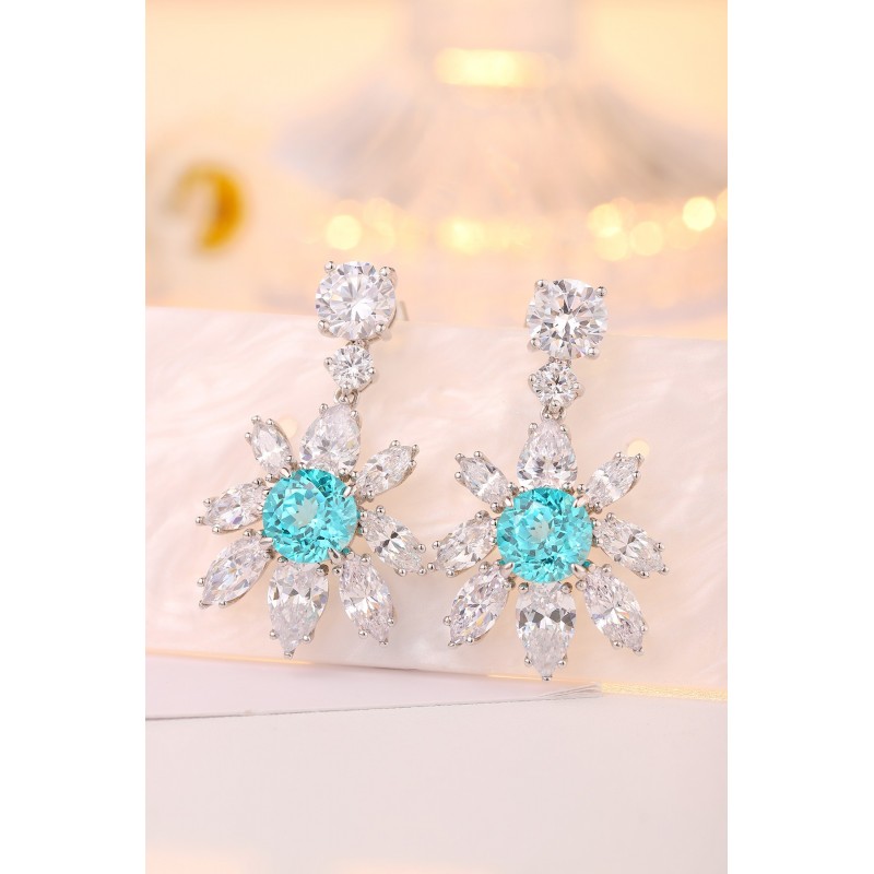 Ruif Jewelry Classic Design S925 Silver 6.6ct Lab Grown Paraiba Sapphire Earrings Gemstone Jewelry