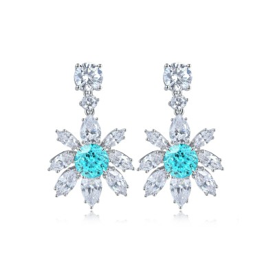 Ruif Jewelry Classic Design S925 Silver 6.6ct Lab Grown Paraiba Sapphire Earrings Gemstone Jewelry