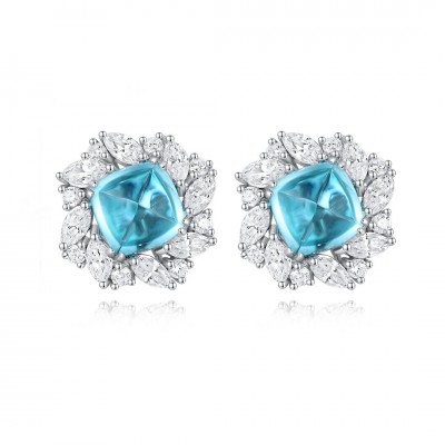 Ruif Jewelry Classic Design S925 Silver 7.01ct Lab Grown Paraiba Sapphire Earrings Gemstone Jewelry