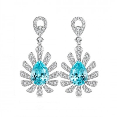 Ruif Jewelry Classic Design S925 Silver 6.52ct Lab Grown Paraiba Sapphire Earrings Gemstone Jewelry