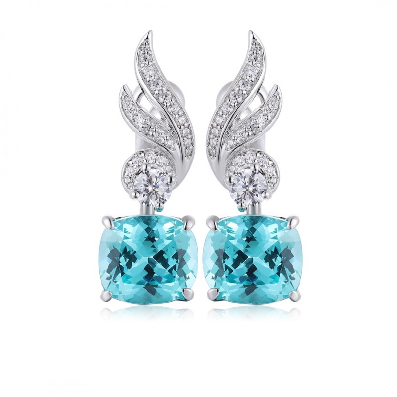 Ruif Jewelry Classic Design S925 Silver 9.13ct Lab Grown Paraiba Sapphire Earrings Gemstone Jewelry