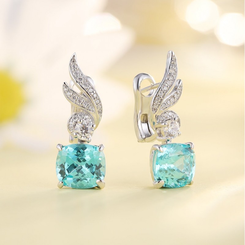 Ruif Jewelry Classic Design S925 Silver 9.13ct Lab Grown Paraiba Sapphire Earrings Gemstone Jewelry