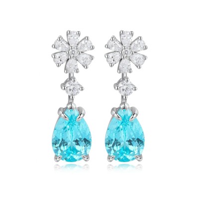 Ruif Jewelry Classic Design S925 Silver 6.704ct Lab Grown Paraiba Sapphire Earrings Gemstone Jewelry