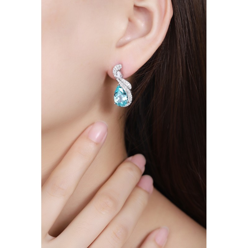 Ruif Jewelry Classic Design S925 Silver 10.6ct Lab Grown Paraiba Sapphire Earrings Gemstone Jewelry