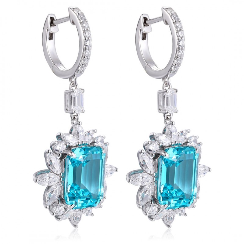 Ruif Jewelry Classic Design S925 Silver 18.27ct Lab Grown Paraiba Sapphire Earrings Gemstone Jewelry