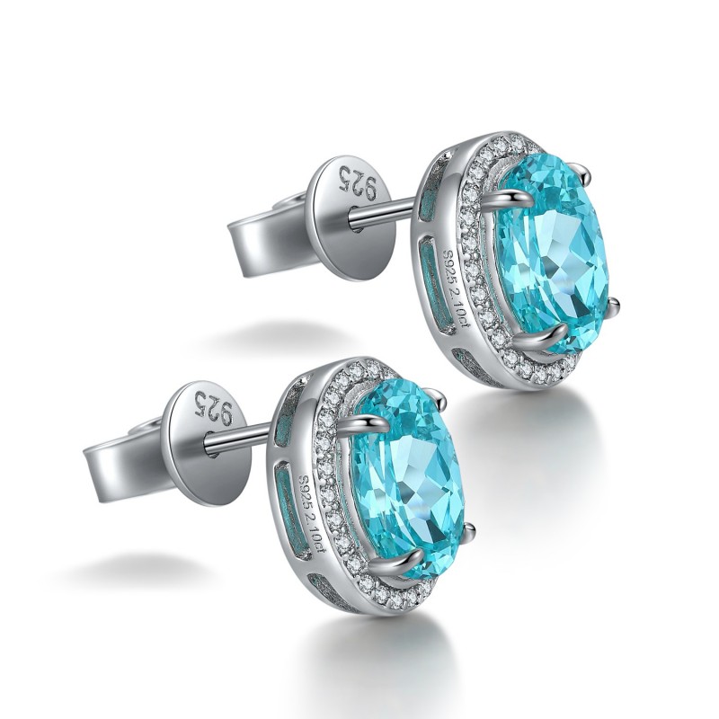 Ruif Jewelry Classic Design S925 Silver 4.208ct Lab Grown Paraiba Sapphire Earrings Gemstone Jewelry