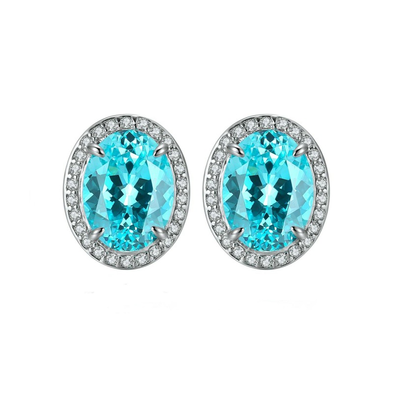 Ruif Jewelry Classic Design S925 Silver 4.208ct Lab Grown Paraiba Sapphire Earrings Gemstone Jewelry