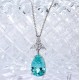 Ruif Jewelry Classic Design S925 Silver 9.528ct Lab Grown Paraiba Sapphire Pendant Necklace Gemstone Jewelry