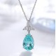 Ruif Jewelry Classic Design S925 Silver 9.528ct Lab Grown Paraiba Sapphire Pendant Necklace Gemstone Jewelry