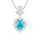 Ruif Jewelry Classic Design S925 Silver 4.64ct Lab Grown Paraiba Sapphire Pendant Necklace Gemstone Jewelry