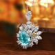 Ruif Jewelry Classic Design Big Stone S925 Silver  10.17ct Lab Grown Paraiba Sapphire Pendant Necklace Gemstone Jewelry