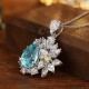 Ruif Jewelry Classic Design Big Stone S925 Silver  10.17ct Lab Grown Paraiba Sapphire Pendant Necklace Gemstone Jewelry