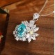 Ruif Jewelry Classic Design Big Stone S925 Silver  10.17ct Lab Grown Paraiba Sapphire Pendant Necklace Gemstone Jewelry