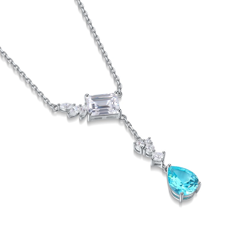 Ruif Jewelry Classic Design S925 Silver 2.57ct Lab Grown Paraiba Sapphire Pendant Necklace Gemstone Jewelry