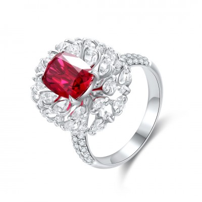 Ruif Jewelry Classic Design S925 Silver 3.0ct Lab Grown Ruby Ring Wedding Bands