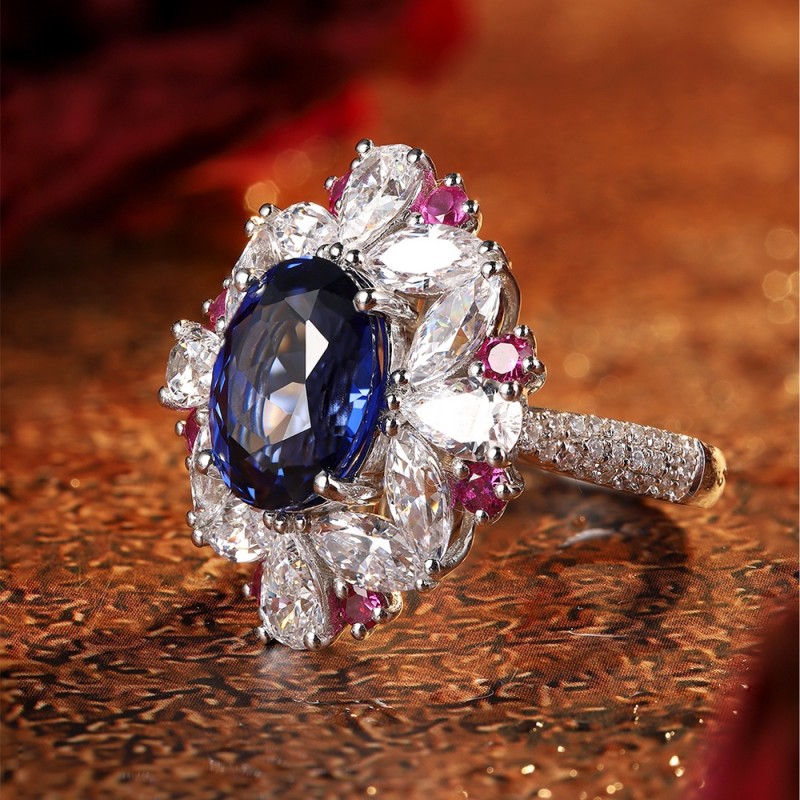 Ruif Jewelry Classic Design S925 Silver 5.2ct Lab Grown Sapphire/Ruby Ring Wedding Bands ring