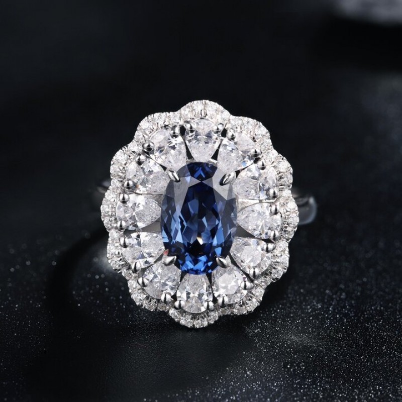 Ruif Jewelry Classic Design S925 Silver 2.64ct Lab Grown Sapphire Ring Wedding Bands ring