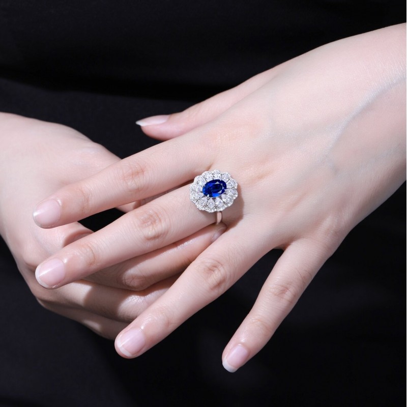 Ruif Jewelry Classic Design S925 Silver 2.64ct Lab Grown Sapphire Ring Wedding Bands ring