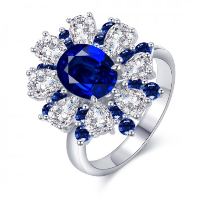 Ruif Jewelry Classic Design S925 Silver 2.75ct Lab Grown Sapphire Ring Wedding Bands ring