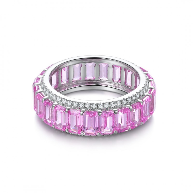 Ruif Jewelry Classic Design S925 Silver 5.51ct Lab Grown Sapphire Ring Pink Color Wedding Bands ring