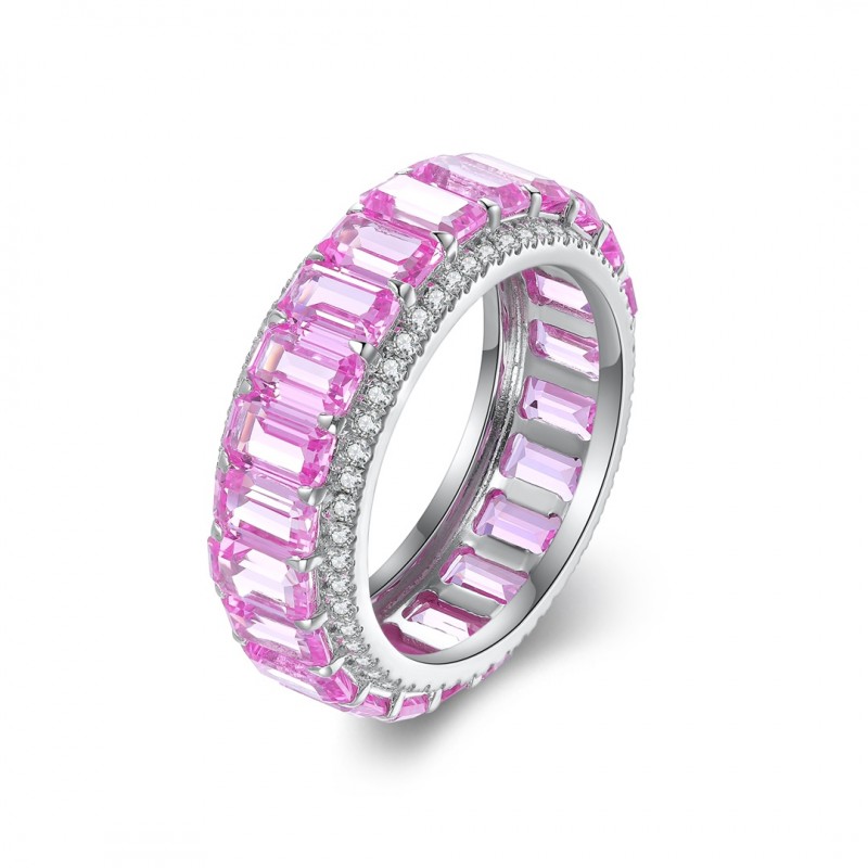 Ruif Jewelry Classic Design S925 Silver 5.51ct Lab Grown Sapphire Ring Pink Color Wedding Bands ring