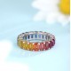 Ruif Jewelry Classic Design S925 Silver 7.4ct Lab Grown Sapphire Ring Rainbow Color Wedding Bands ring