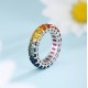 Ruif Jewelry Classic Design S925 Silver 7.4ct Lab Grown Sapphire Ring Rainbow Color Wedding Bands ring