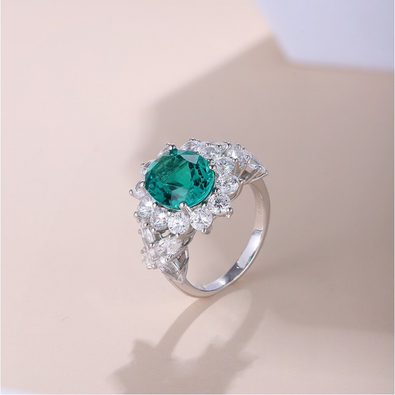 Ruif Jewelry Classic Design S925 Silver 3.66ct Lab Grown Emerald Ring Wedding Bands