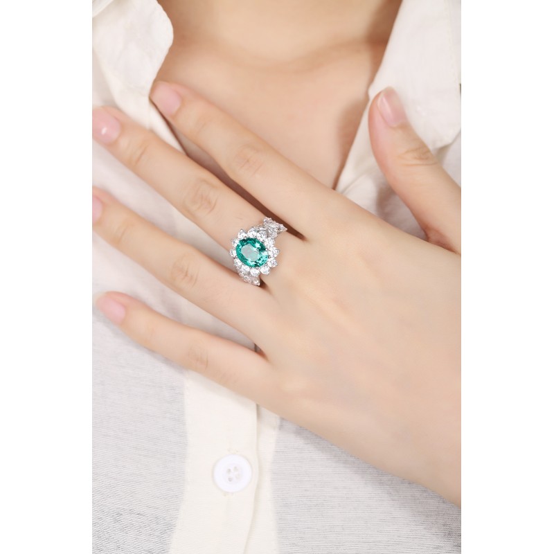 Ruif Jewelry Classic Design S925 Silver 3.66ct Lab Grown Emerald Ring Wedding Bands