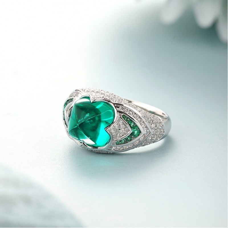 Ruif Jewelry Classic Design S925 Silver 3.6ct Lab Grown Emerald Ring Wedding Bands