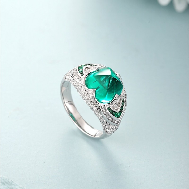 Ruif Jewelry Classic Design S925 Silver 3.6ct Lab Grown Emerald Ring Wedding Bands