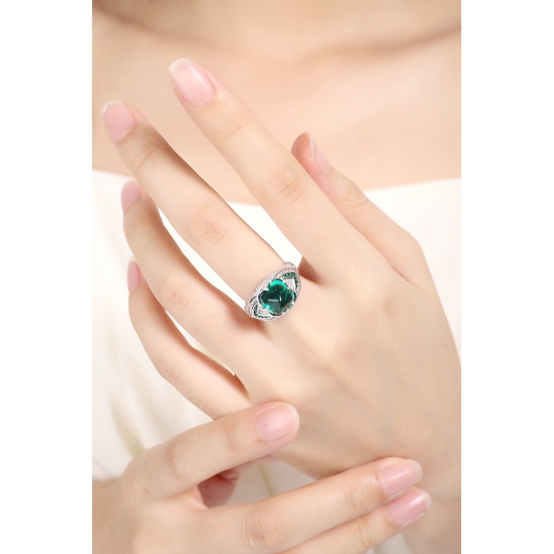 Ruif Jewelry Classic Design S925 Silver 3.6ct Lab Grown Emerald Ring Wedding Bands