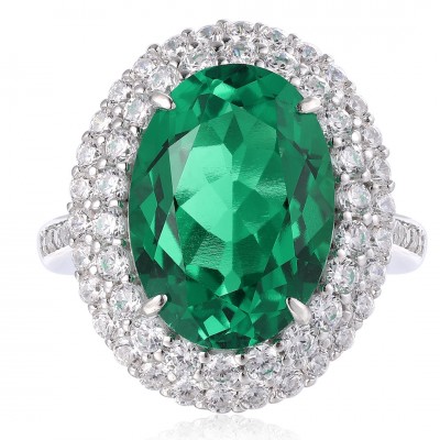 Ruif Jewelry Classic Design S925 Silver 5.59ct Lab Grown Emerald Ring Wedding Bands