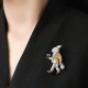 Ruif Jewelry 30x56mm Mr.Rabbit Brooch S925 Silver Cubic Zircona Brooch Fashion Jewelry