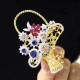 Ruif Jewelry 53x71mm Flower Basket Brooch S925 Silver Yellow Gold Color Brooch Cubic Zircona Fashion Jewelry