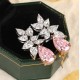 Ruif Jewelry Classic Design 9K White Gold 6ct Pink Simulated Diamond Earrings Cubic Zircon Earrings Gemstone Jewelry