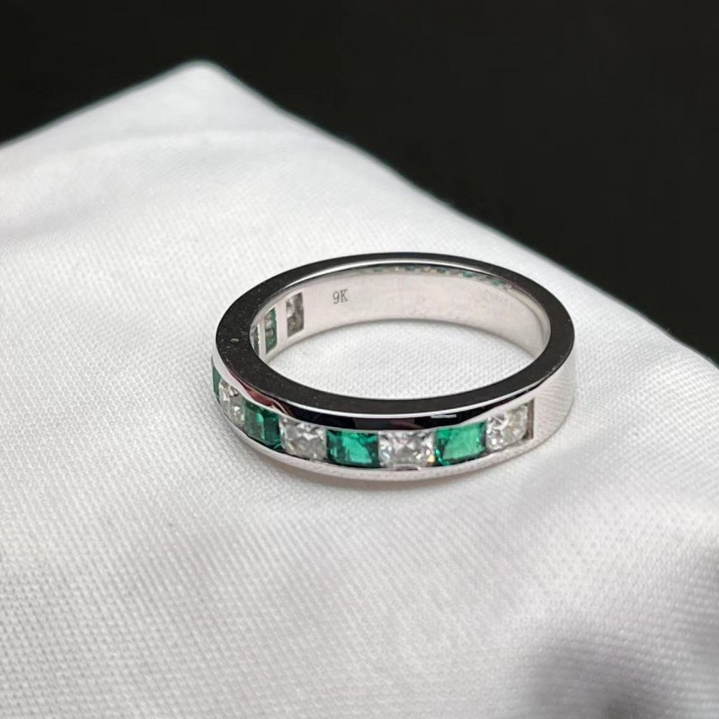 Ruif Jewelry Classic Design 9K White Gold 0.625ct Lab Grown Emerald Ring Gemstone Jewelry